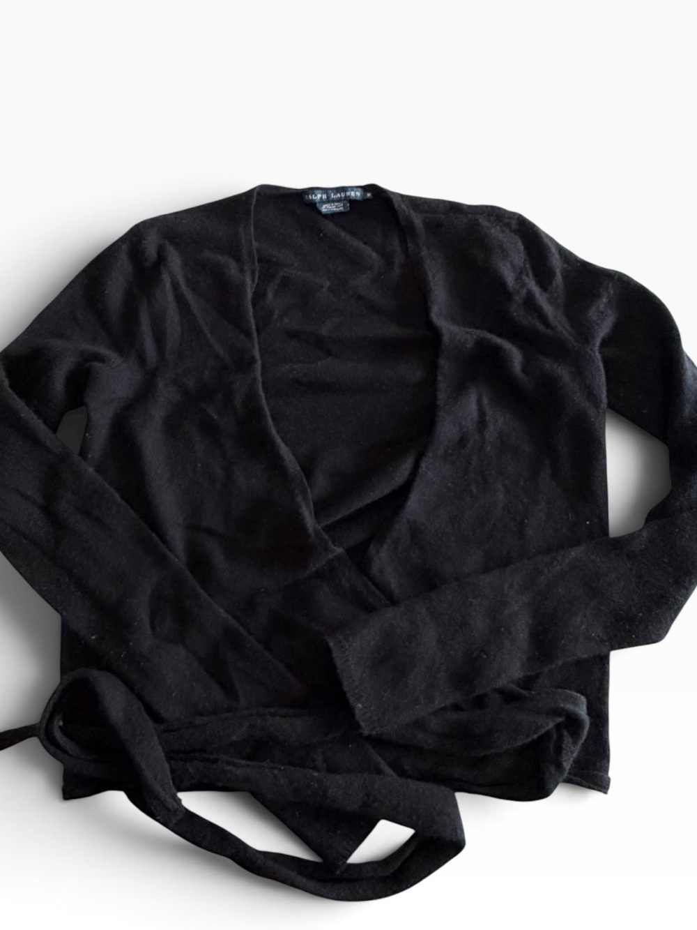 Ralph Lauren 100% Cashmere Black Wrap Shrug (Size M)